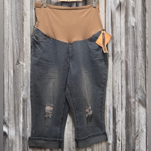 NWT High Waist Maternity Stretch Denim Capri Jeans Slim Boot Cut Fit Size 2X - Picture 8 of 8
